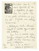 Lettera autografa firmata inviata a Letizia De Felici.