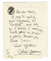 Lettera autografa firmata inviata al Comm. Giovanni Rizzo insieme al testo del telegramma inviato a Mussolini.
