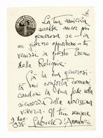 Signed autograph letter sent to Achille Starace.