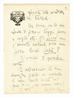 Lettera autografa firmata inviata a Maria D'Annunzio.