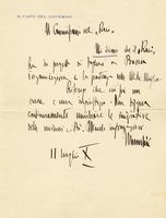 Lettera autografa firmata inviata al Commissario del Raci (Reale Automobile Club d'Italia).