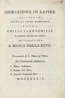 Raccolta di documenti storici relativi ad una disputa giuridica riguardante la Chiesa Parrocchiale di Piove di Sacco (Padova).