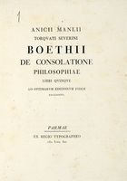 De consolatione philosophiae. Libri quinque ad optimarum editionum fidem recensiti.