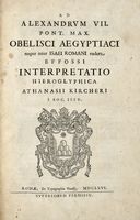 Obelisci Aegyptiaci, nuper inter Isaei Romani rudera effossi, interpretatio hieroglyphica.