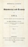 Historical account of discoveries and travels in Asia from the earliest ages to the present time [...] Vol. I (-III).