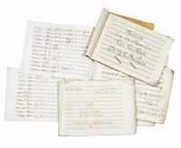Raccolta di oltre 40 manoscritti musicali. Partiture e spartiti con musiche di Rossini, Generali, Morlacchi, Cimarosa, Carlo Coccia, Giovanni Battista Pergolesi ecc.