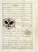 Diploma di nobilt conferito dall'imperatore Carlo V a Joannem de Thadeis.