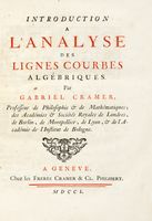 Introduction a l'analyse des lignes courbes algebriques.