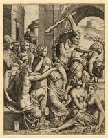 Ercole per ordine di Apollo scaccia l'Invidia dal tempio delle Muse.