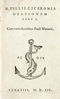 Orationum pars I (-III). Cum correctionibus Pauli Manutii.
