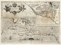 Culiacanae, Americae Regionis, Descriptio / Hispaniolae, Cubae, Aliarumque Insularum Circumiacientium, Delineatio.
