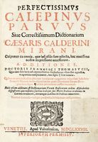 Perfectissimus Calepinus parvus sive Correctissimum dictionarium...