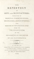 The Repertory of arts and manufactures... Vol I (-XVI).