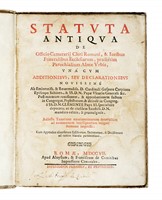 Statuta antiqua de Officio Camerarij Cleri Romani, & Iuribus Funeralibus Ecclesiarum, praesertm Parochialium Almae Urbis...