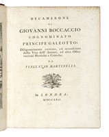 Decamerone [...] diligentemente corretto, ed accresciuto della vita dell'autore, ed altre osservazioni istoriche e critiche.