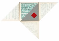 An unreadable quadrat-print (libro illeggibile bianco e rosso).