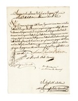 Documento contabile manoscritto, stilato dall'economo dell'Accademia, con firma autografa di Antonio Canova.