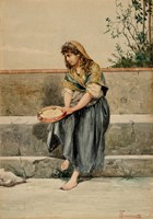 Figura femminile con tamburello.