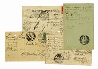 2 cartoline, una illustrata e una postale, autografe firmate, spedite ad Enrico Pea ad Alessandria di Egitto.