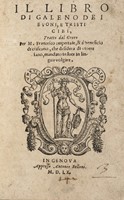 Il libro [...] dei buoni, e tristi cibi, tratto dal greco per M. Francesco imperiale, & a beneficio di ciascuno, che desidera di vivere sano.