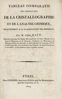 Tableau comparatif des rsultats de la cristallographie et de l'analyse chimique, relativement a la classification des minraux...