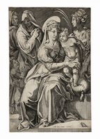Sacra Famiglia con sant'Anna e santa Caterina.