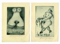 Lotto composto di 2 ex libris erotici.