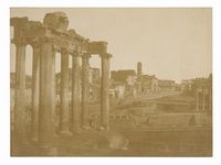Roma. Veduta del Foro Romano con il Tempio di Saturno.