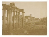 Roma. Veduta del Foro Romano con il Tempio di Saturno.