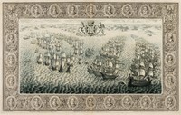 Battaglia navale tra la flotta inglese e l'armada spagnola.