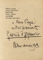 Dedica autografa su libro Laudi del cielo del mare della terra e degli eroi (vol. II).