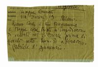 Telegramma autografo firmato inviato allo scrittore Giuseppe Brunati, Via Durini 19 Milano.