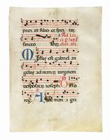 6 fogli pergamenacei con notazione musicale.