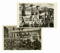 Mussolini a Piazzale Loreto. 2 fotografie.