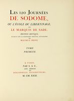 Les 120 journes de Sodome ou L'cole du libertinage [...]. Edition critique, tablie sur le manuscrit original autographe par Maurice Heine. Tome premier (-troisime).