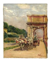 Arco di trionfo e carro di buoi.