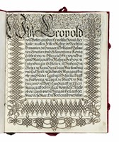 Conferimento di stemma e titolo nobiliare con firma autografa dell'imperatore Leopoldo I.