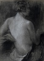 Nudo femminile di schiena.