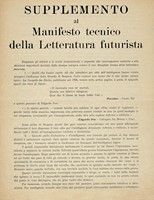 Supplemento al Manifesto tecnico della Letteratura futurista.