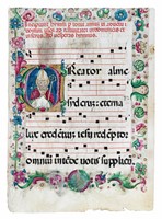 Lettera C miniata da antifonario, ad uso dei Frati Minori di S. Francesco d'Assisi.