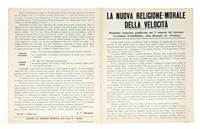 La nuova religione-morale della velocit. Manifesto futurista pubblicato nel 1 numero del giornale L'Italia futurista (Via Ricasoli, 23 - Firenze).