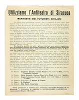 Utilizziamo l'anfiteatro di Siracusa. Manifesto dei futuristi siciliani. [Segue:  Il Futurismo italiano nel 1921].