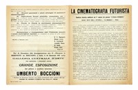 La cinematografia futurista. Manifesto futurista pubblicato nel 9 numero del giornale L'Italia Futurista.