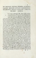 Prose [...] nelle quali si ragiona della volgar lingua scritte al Cardinale de Medici che poi  stato creato a Sommo Pontefice et detto Papa Clemente settimo divise in tre libri.