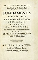 Fundamenta chymico-pharmaceutica generalia.