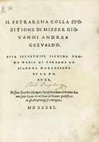 Il Petrarcha colla spositione di Misser Giovanni Andrea Gesualdo.