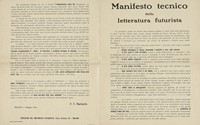 Manifesto tecnico della letteratura futurista.