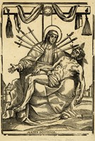 Mater dolorosa (Madonna dei sette dolori) e altre tre stampe devozionali popolari.
