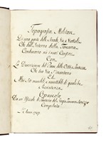 Topografia Militare/Di una parte delle Strade, Vie, Viottoli/Che dall'Interno della Toscana/Conducono su i suoi Confini/Con/La Descrizione del Paese, delle Città, e Fortezze [...] Compilato/L'Anno 1747.