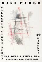 Locandina della mostra alla Galleria Vigna Nuova con disegno.